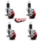 Service Caster 3.5'' Red Poly Swivel 1-5/8'' Expanding Stem Caster Set with Brake, 4PK SCC-EX20S3514-PPUB-RED-TLB-158-4 - alternate 4